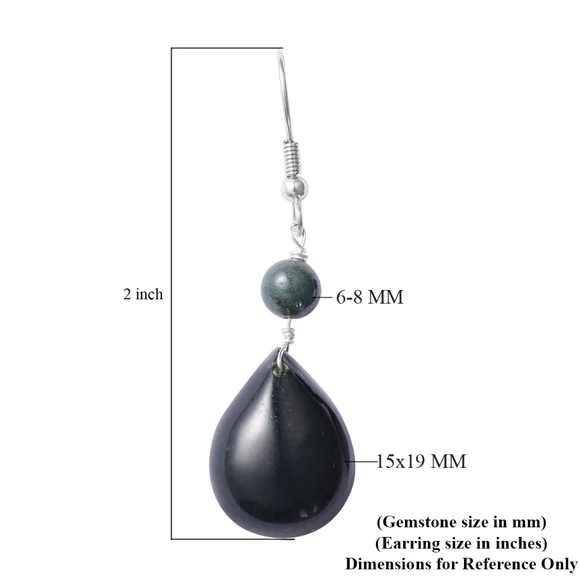 Indian Agate fishhook dangle earrings in stainless steel - Picture 5 of 5